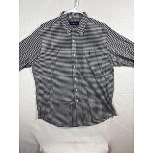 Ralph Lauren Mens Black & White Plaid Button-Down Shirt Size XL
